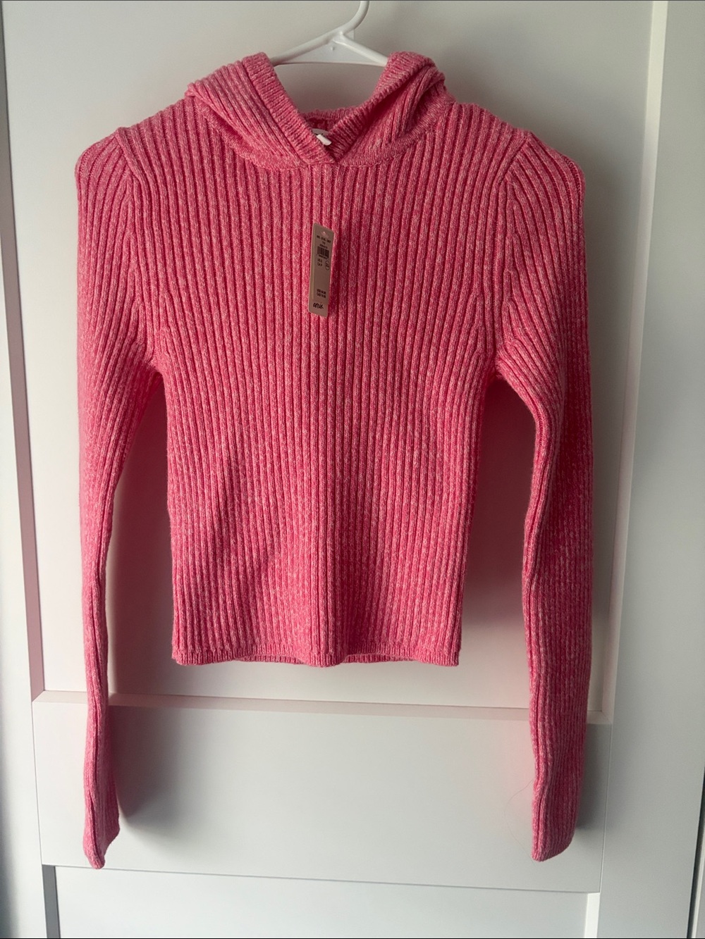 Aerie Late Night Pink Ribbed Hoodie Sweater - S